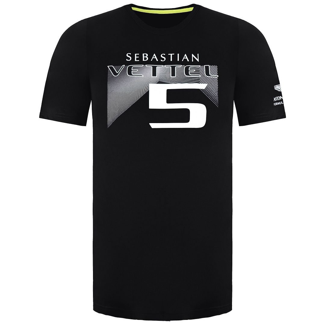 Sebastian Vettel Fahrer Schwarzes T-Shirt