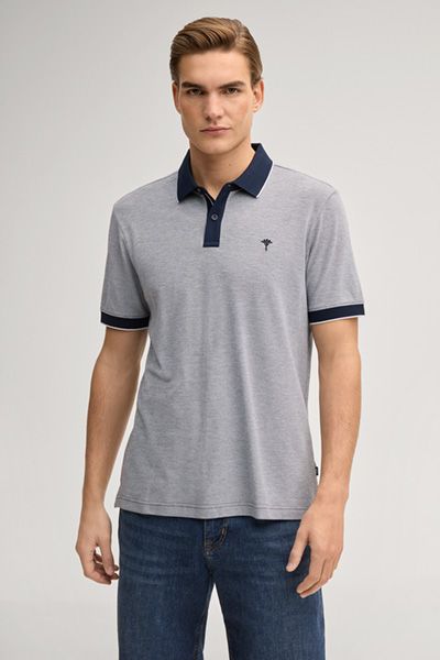 JOOP! Percyco Poloshirt Marineblau Kontrastbesatz Baumwoll-Piqué-Strick