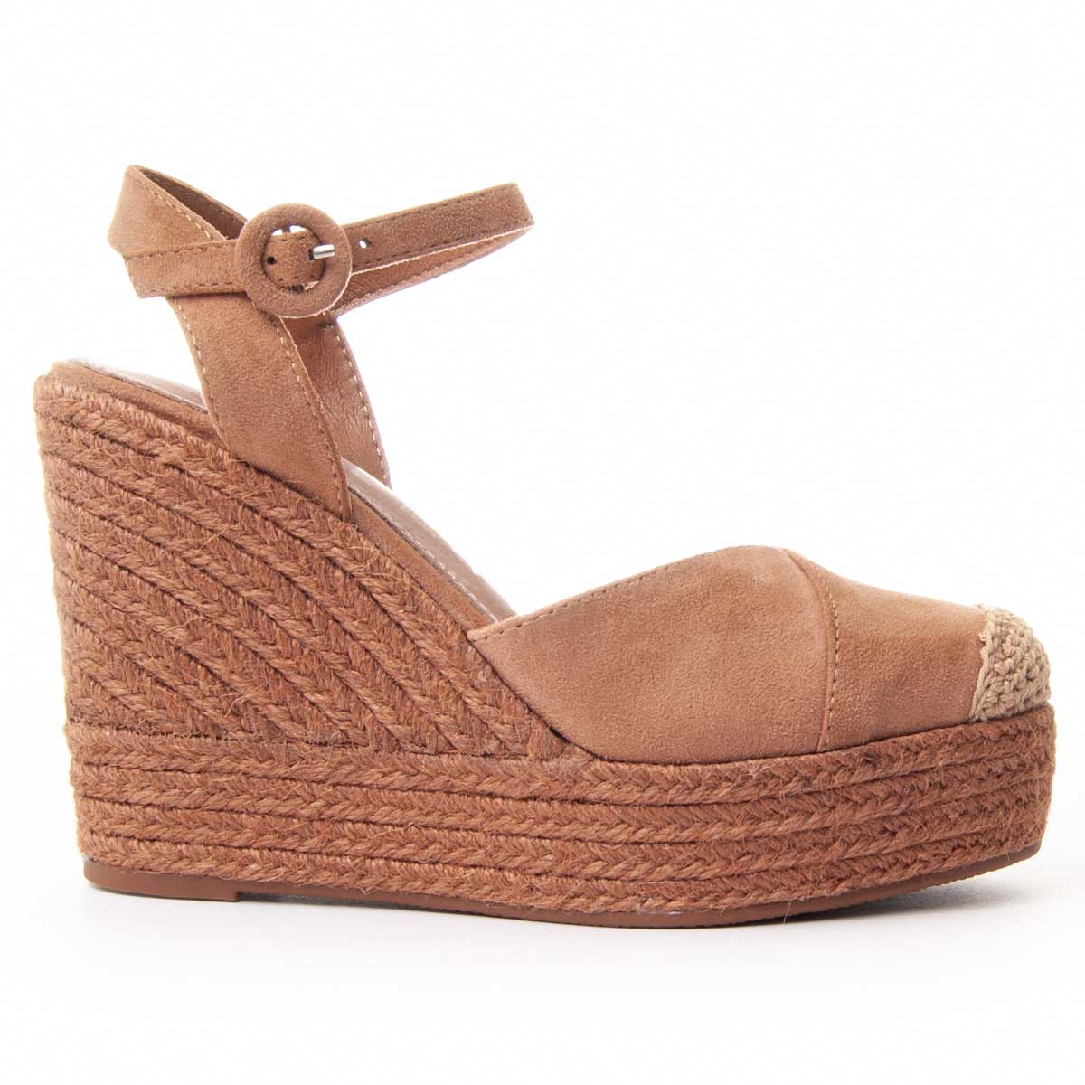 Espadrille Keilabsatz Sandale mit Knöchelriemen
