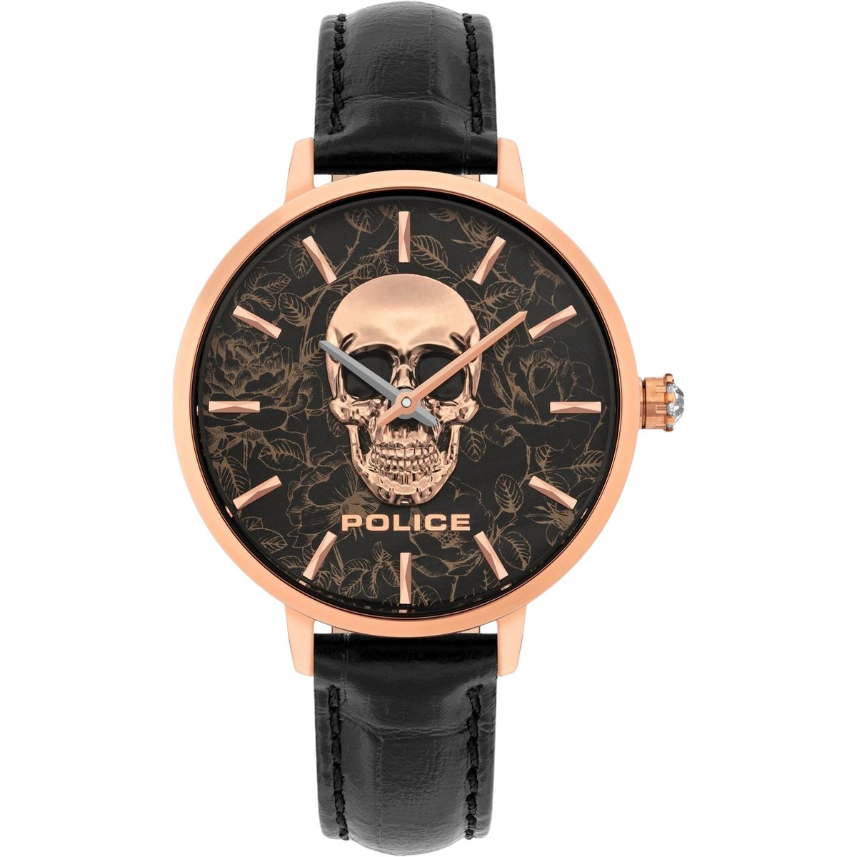 Lederarmbanduhr mit Totenkopf-Zifferblatt