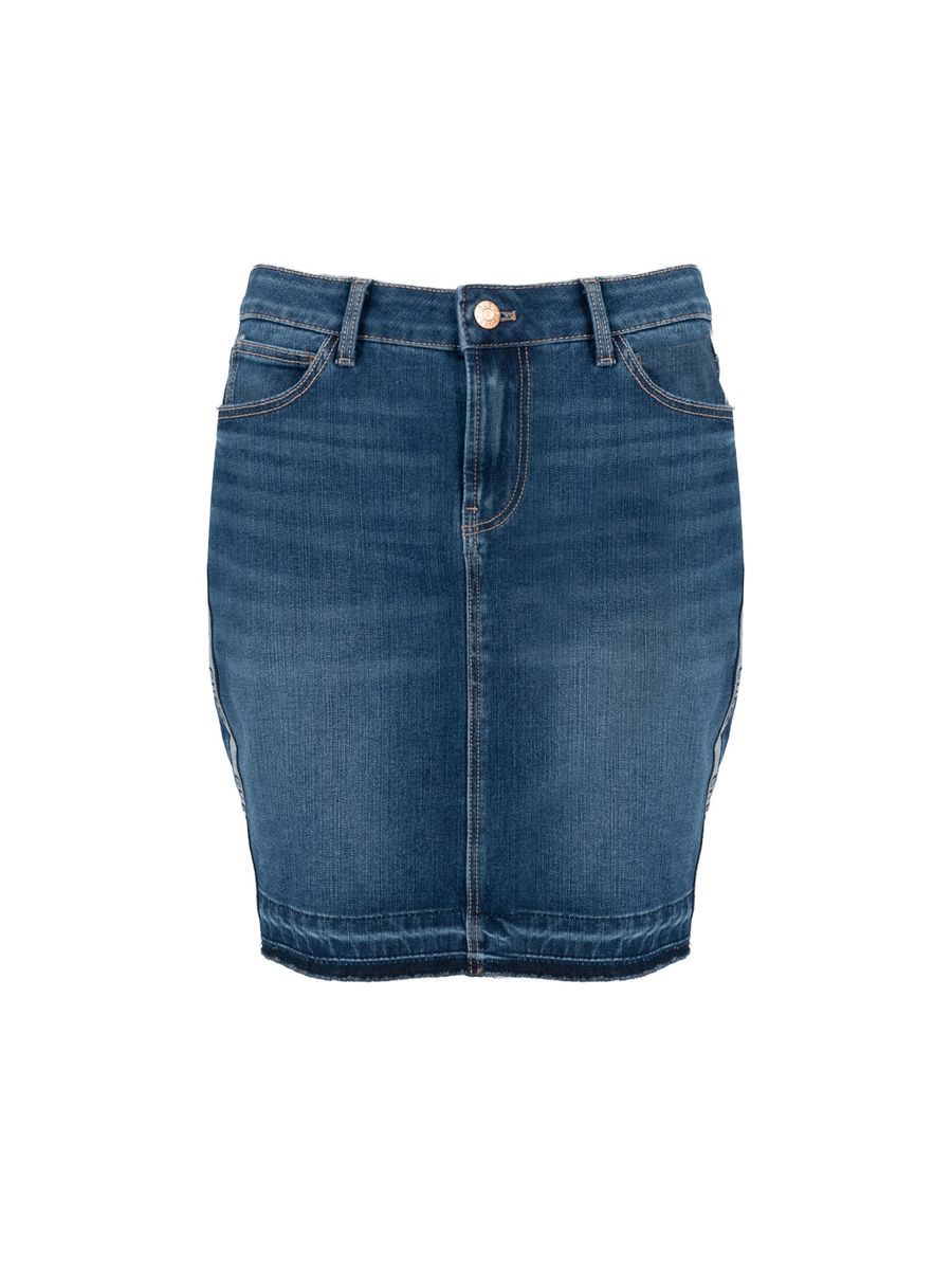 Klassischer Jeans-Minirock mit offenem Saum