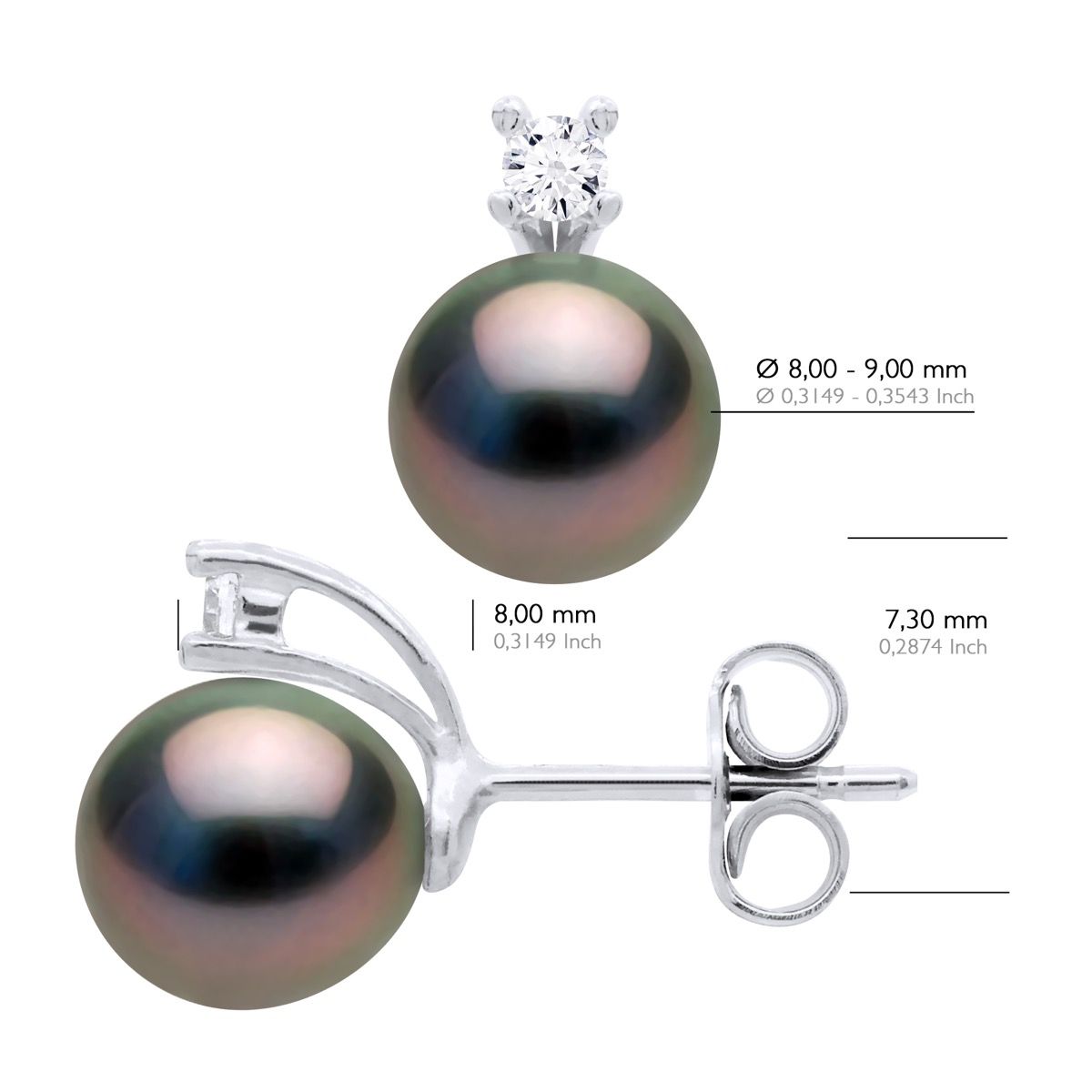 Elegante Tahiti-Perlenohrringe aus Silber