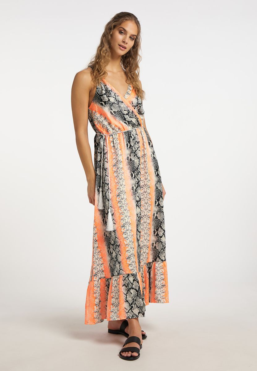 Wickel-Maxikleid mit Schlangenmuster