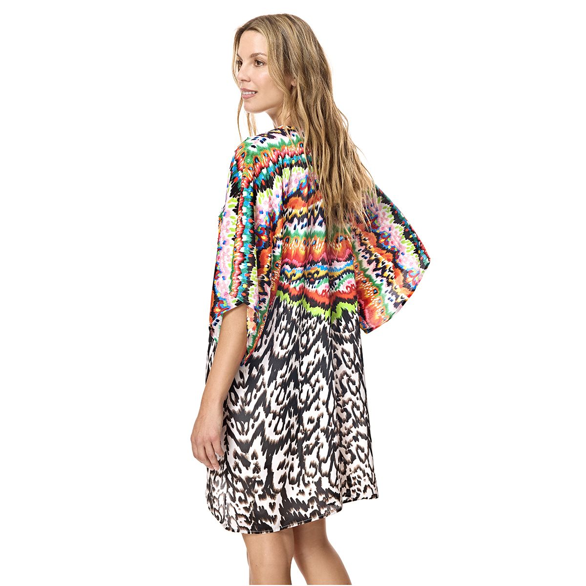 Farbenfroher Kaftan-Überwurf mit Mustermix