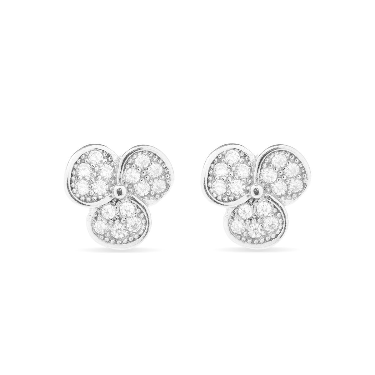 Elegante Kleeblatt-Ohrstecker mit Zirkonia