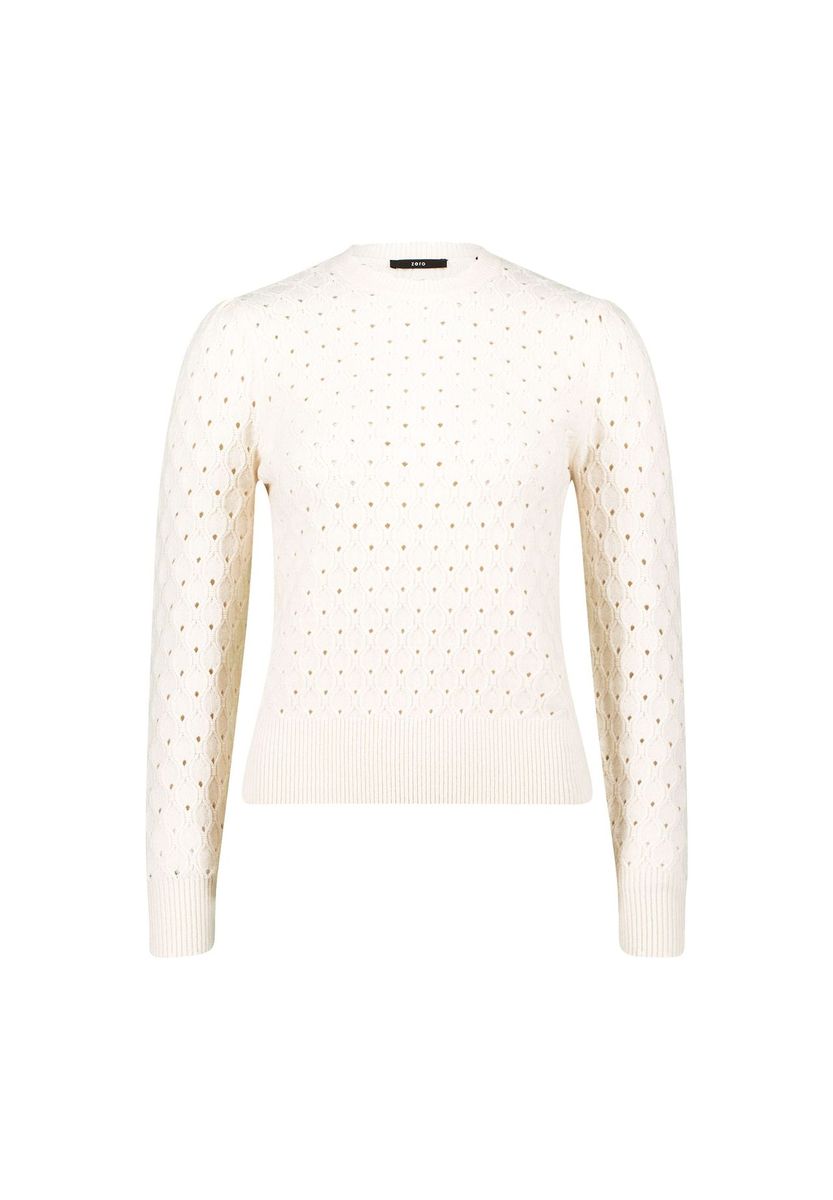 Pullover mit Lochmuster und Rundhalsausschnitt