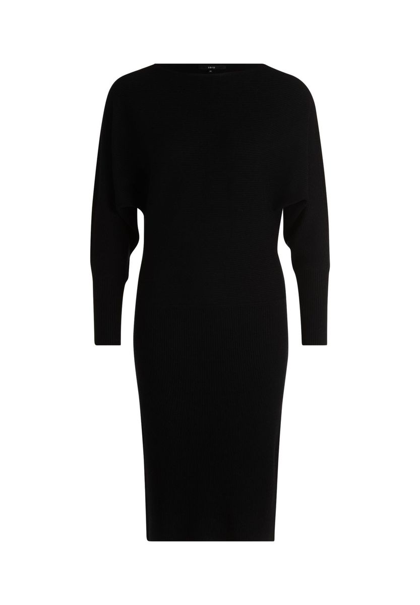 Elegantes schwarzes Rippstrickkleid