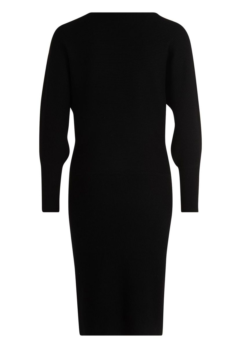 Elegantes schwarzes Rippstrickkleid