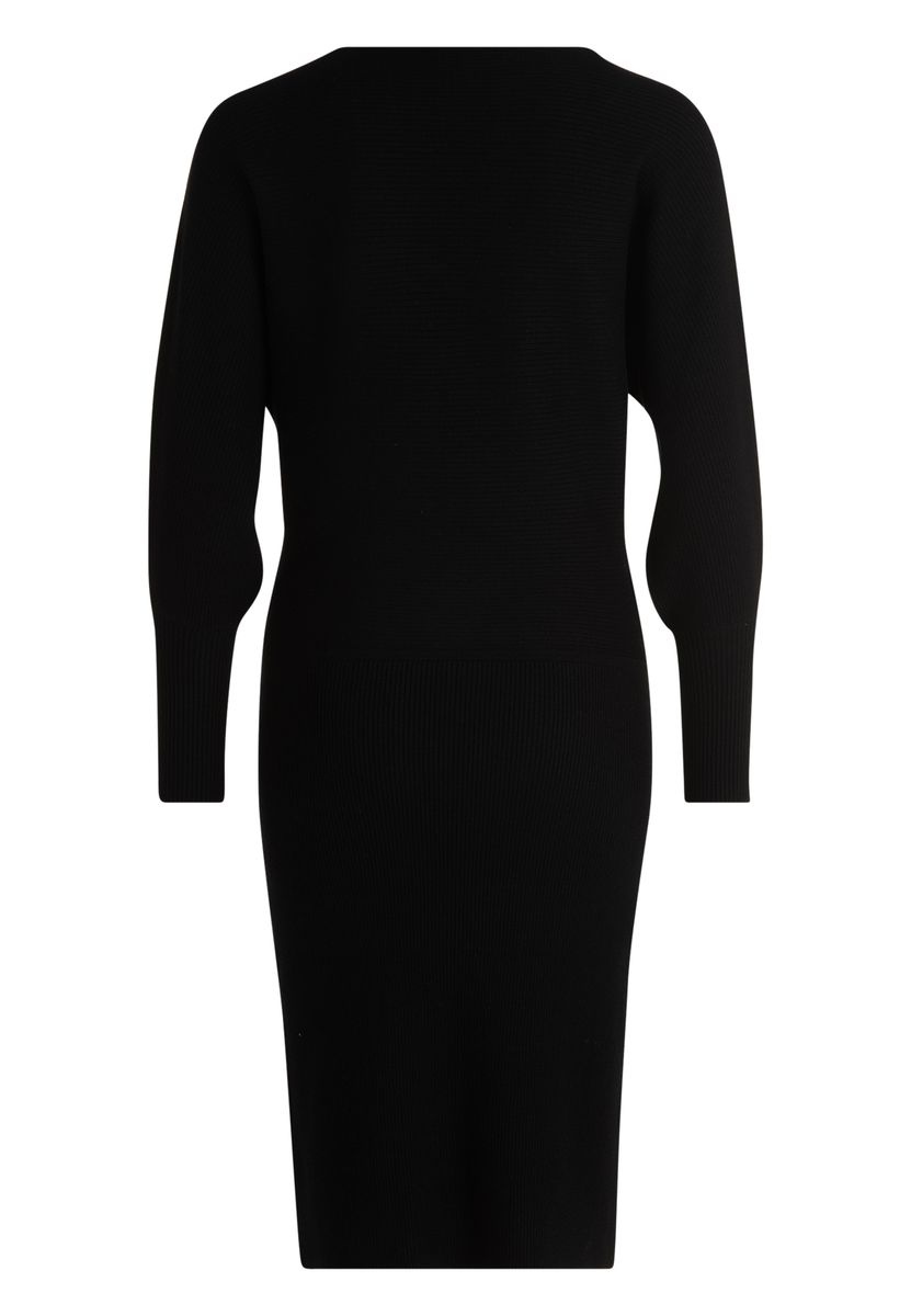 Elegantes schwarzes Rippstrickkleid