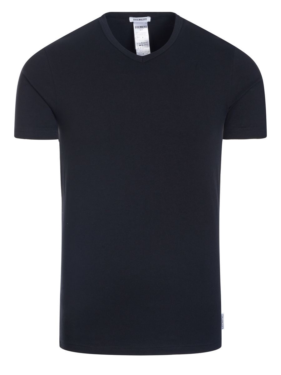 Klassisches einfarbiges T-Shirt mit V-Ausschnitt