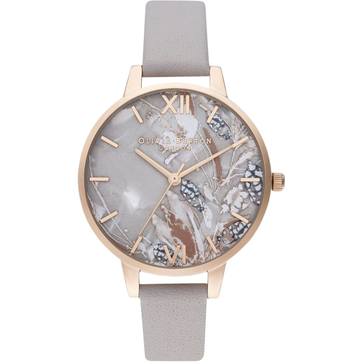 Elegante Blumenzifferblatt Lederuhr