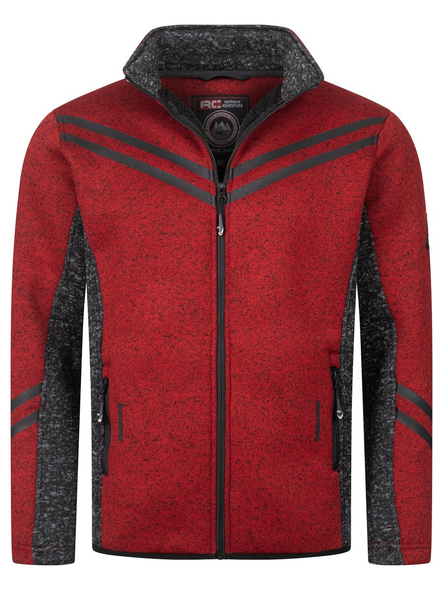 Rote Melange Fleece Jacke mit Reißverschluss