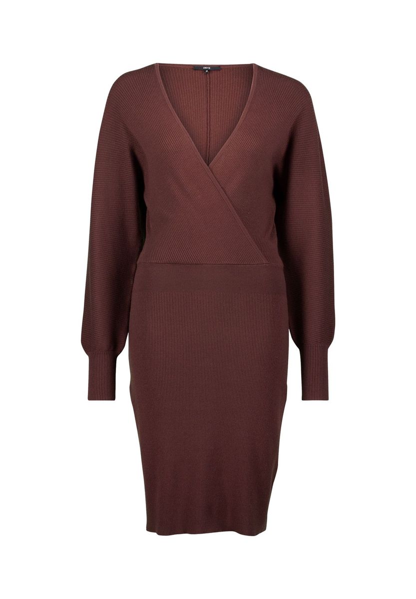 Geripptes Strick-Wickel-Midikleid