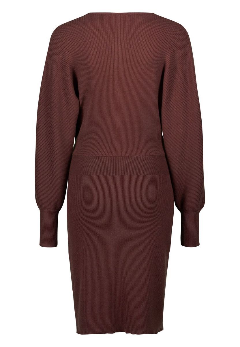 Geripptes Strick-Wickel-Midikleid