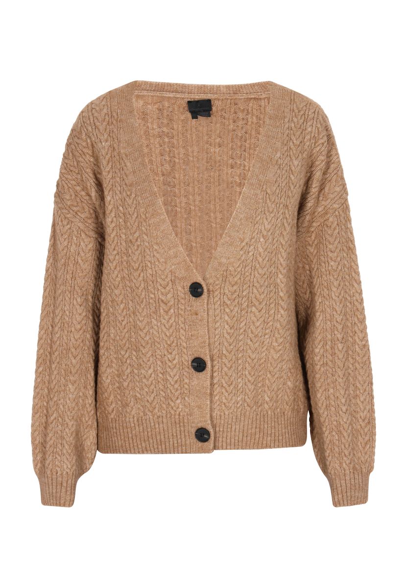 Zopfstrickjacke mit V-Ausschnitt