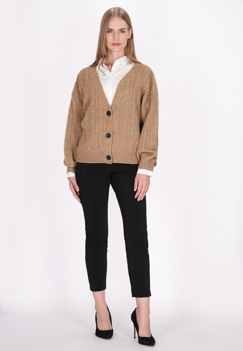 Grobstrick-Cardigan mit V-Ausschnitt