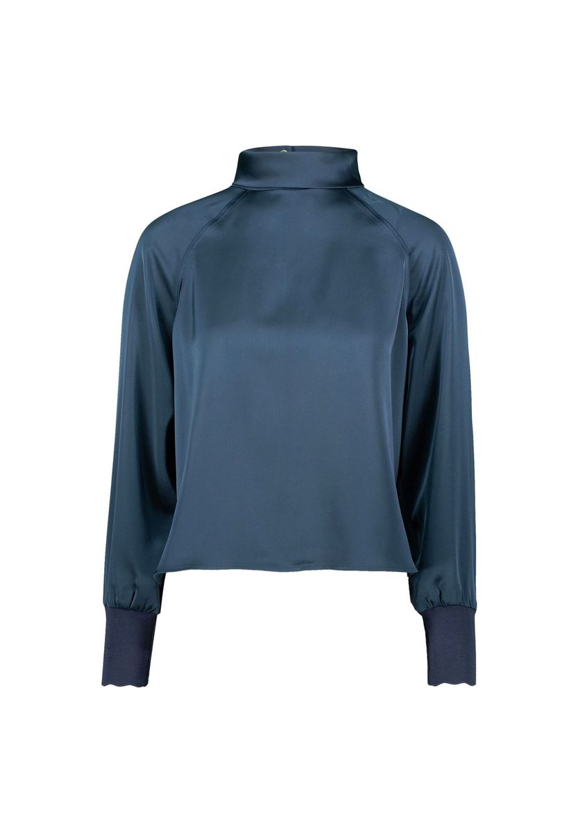 Elegante Langarmbluse mit hohem Kragen