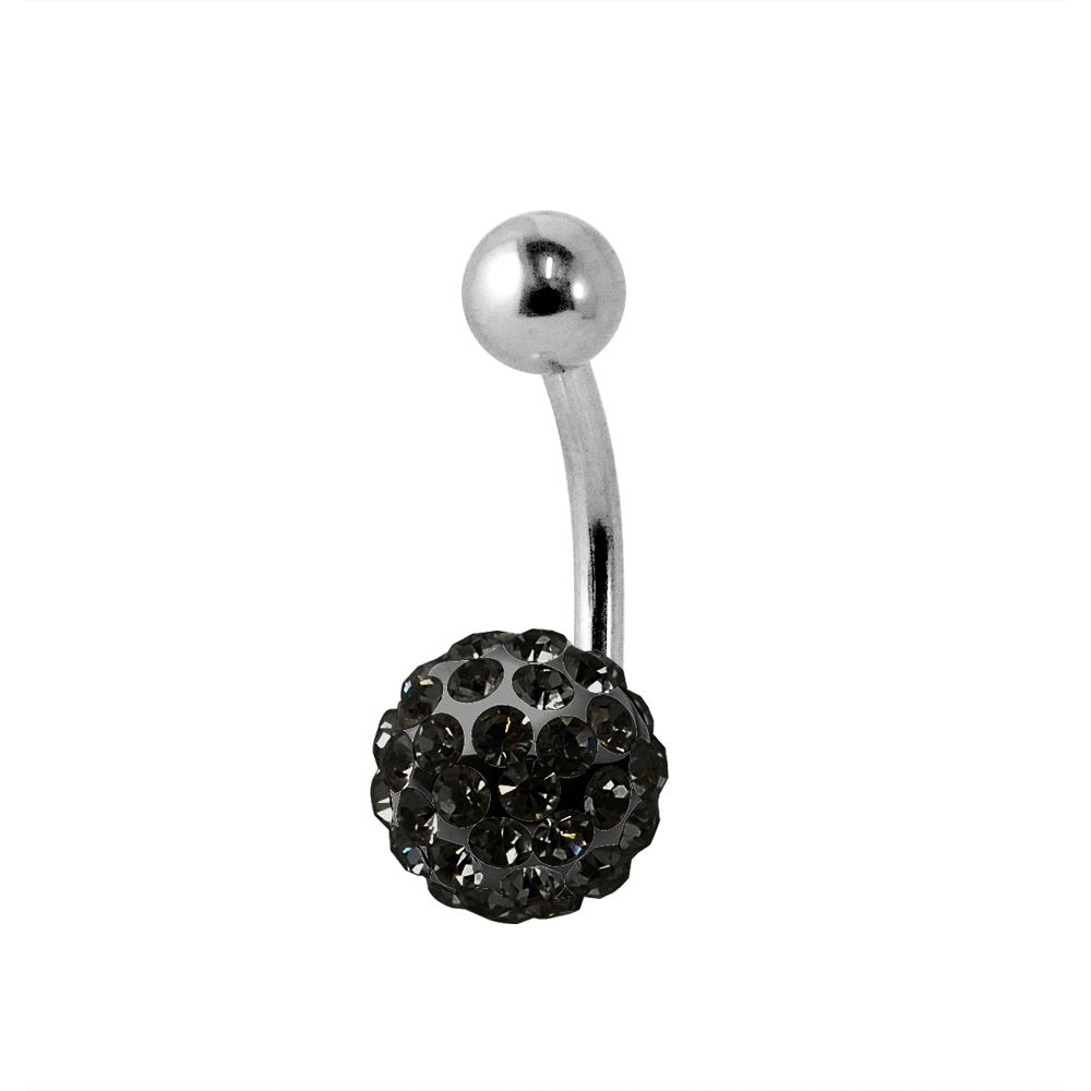 Schwarzer Kristallkugel Bauchnabelpiercing