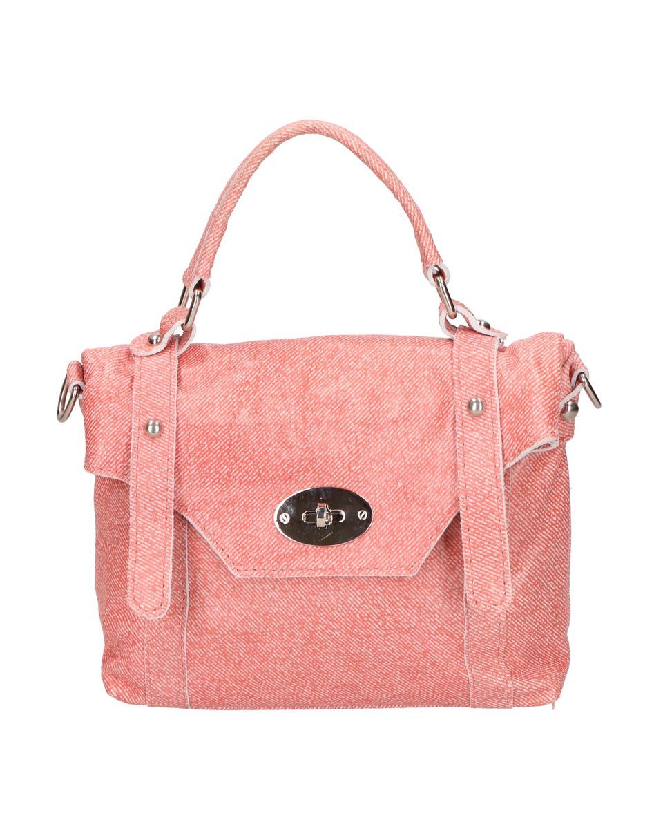 Korallenrote italienische Lederhandtasche