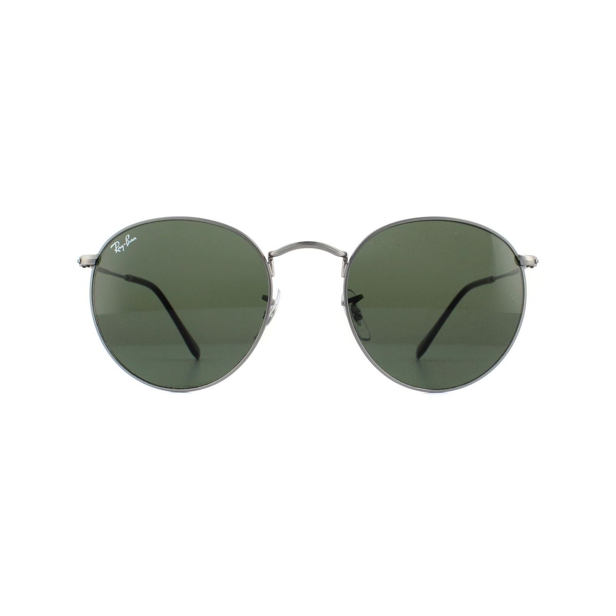 Runde Metallsonnenbrille mit grünen Gläsern