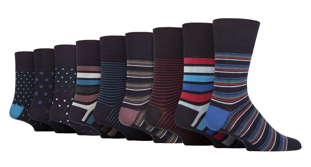 9 Pack Herren Bambus Socken | Gentle Grip | Extra Wide Loose Top nicht elastische Socken - SOMRM060708