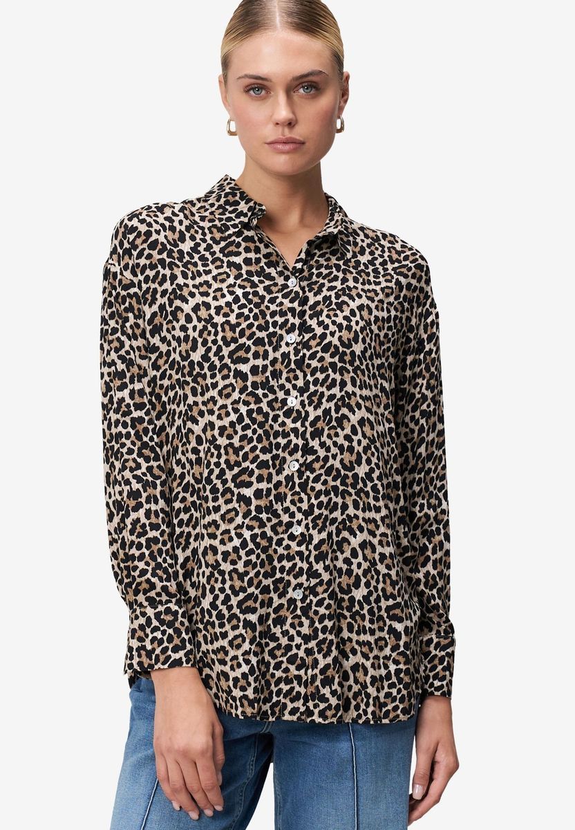 Langärmelige Bluse mit Leopardenmuster