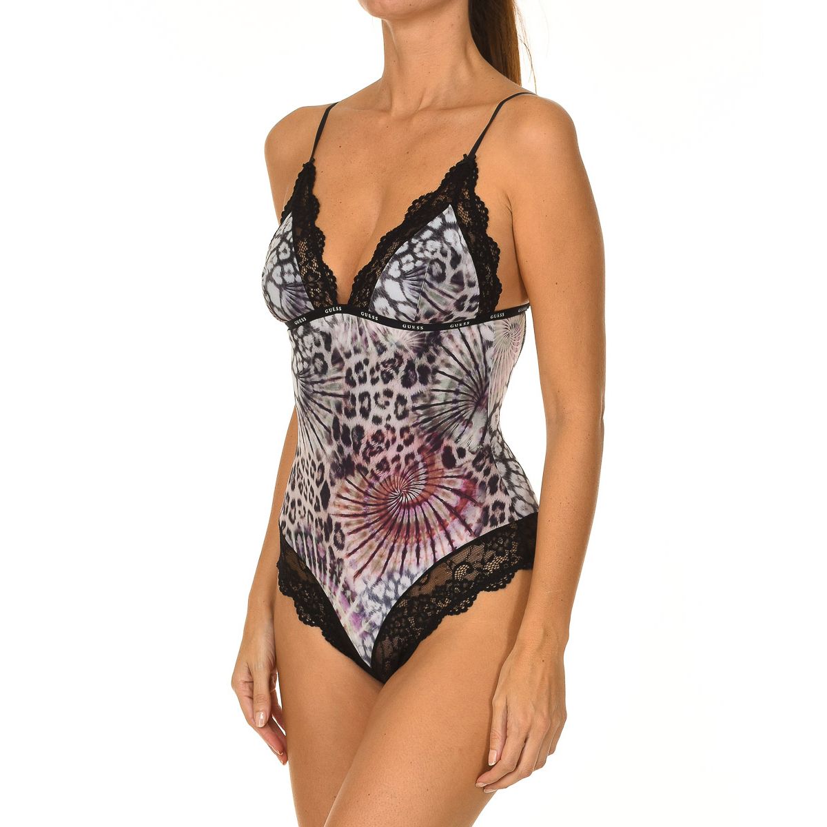 Body mit Animalprint und Spitzendetails