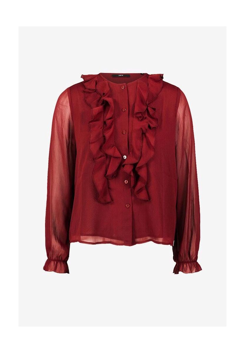 Chiffonbluse mit Rüschen und Knopfleiste