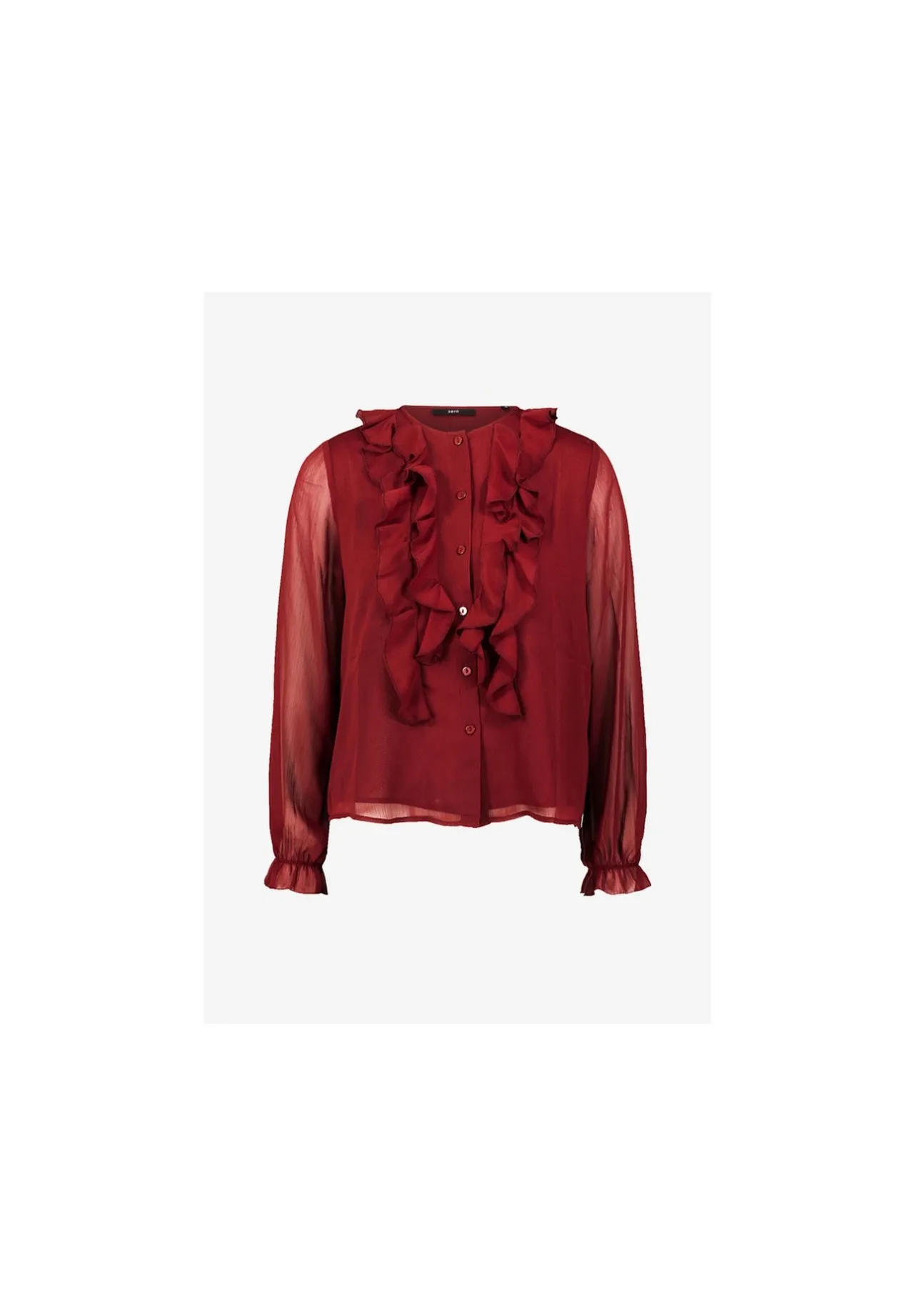 Chiffonbluse mit Rüschen und Knopfleiste