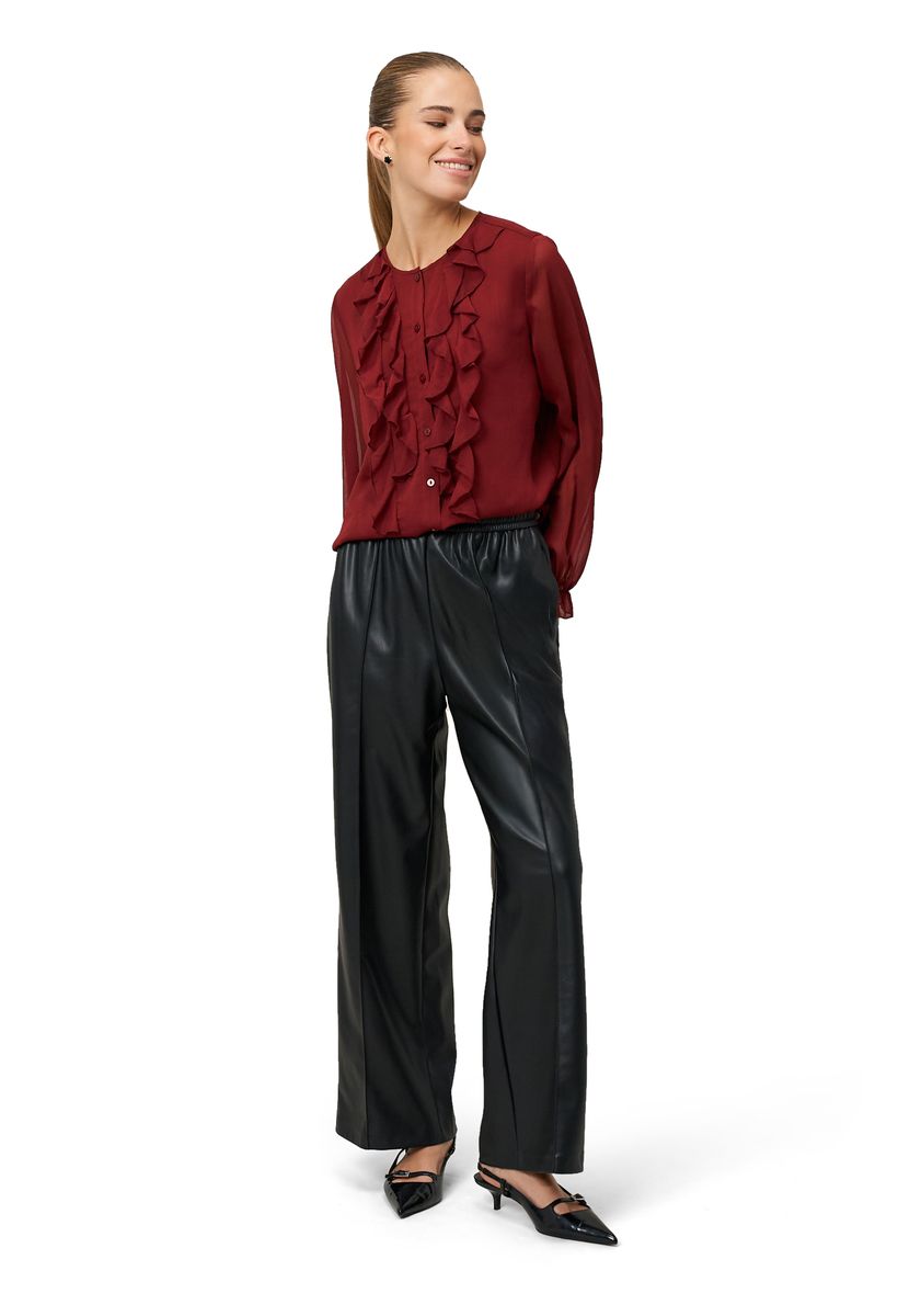 Chiffonbluse mit Rüschen und Knopfleiste