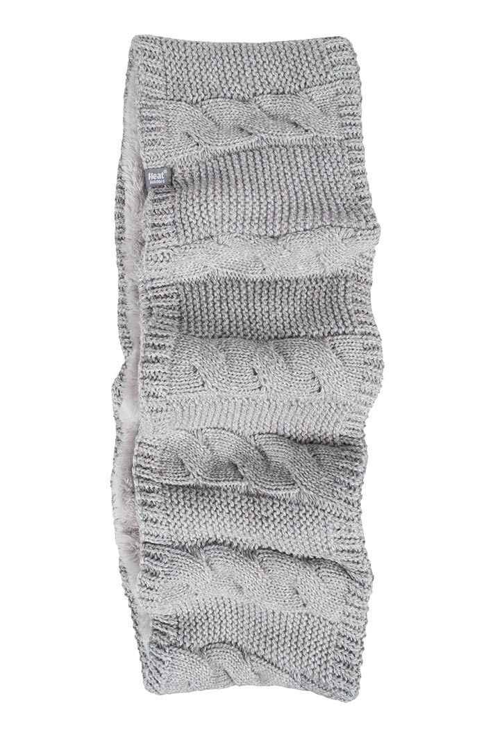 Heat Holders Damen-Winterschal mit weichem Fleece-Futter und Zopfmuster, Thermo-Schlauchschal, Hellgrau