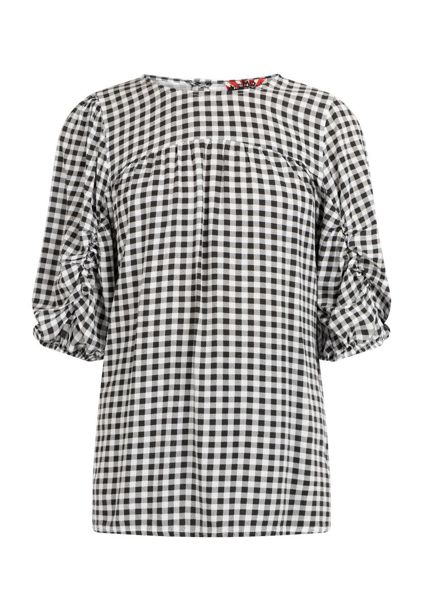 Schwarz-weiße Bluse mit Karomuster