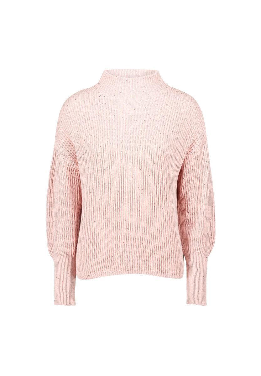 Gerippter Pullover mit Stehkragen und langen Ärmeln