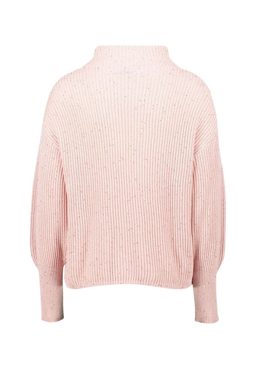 Gerippter Pullover mit Stehkragen und langen Ärmeln