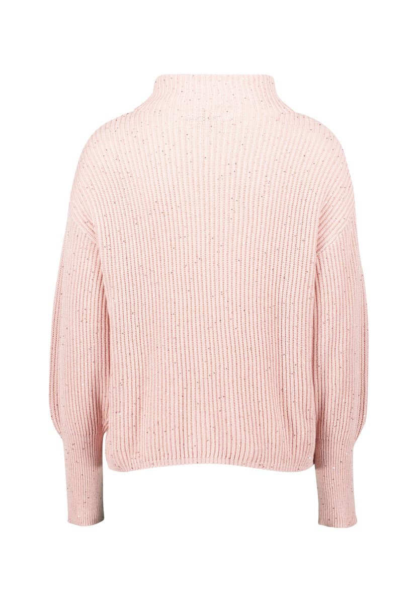Gerippter Pullover mit Stehkragen und langen Ärmeln