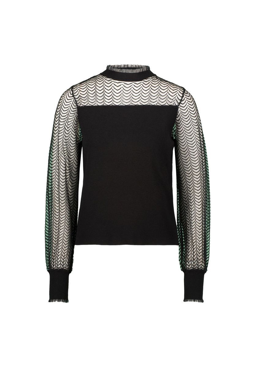 Feinstrickoberteil mit transparenten Ärmeln