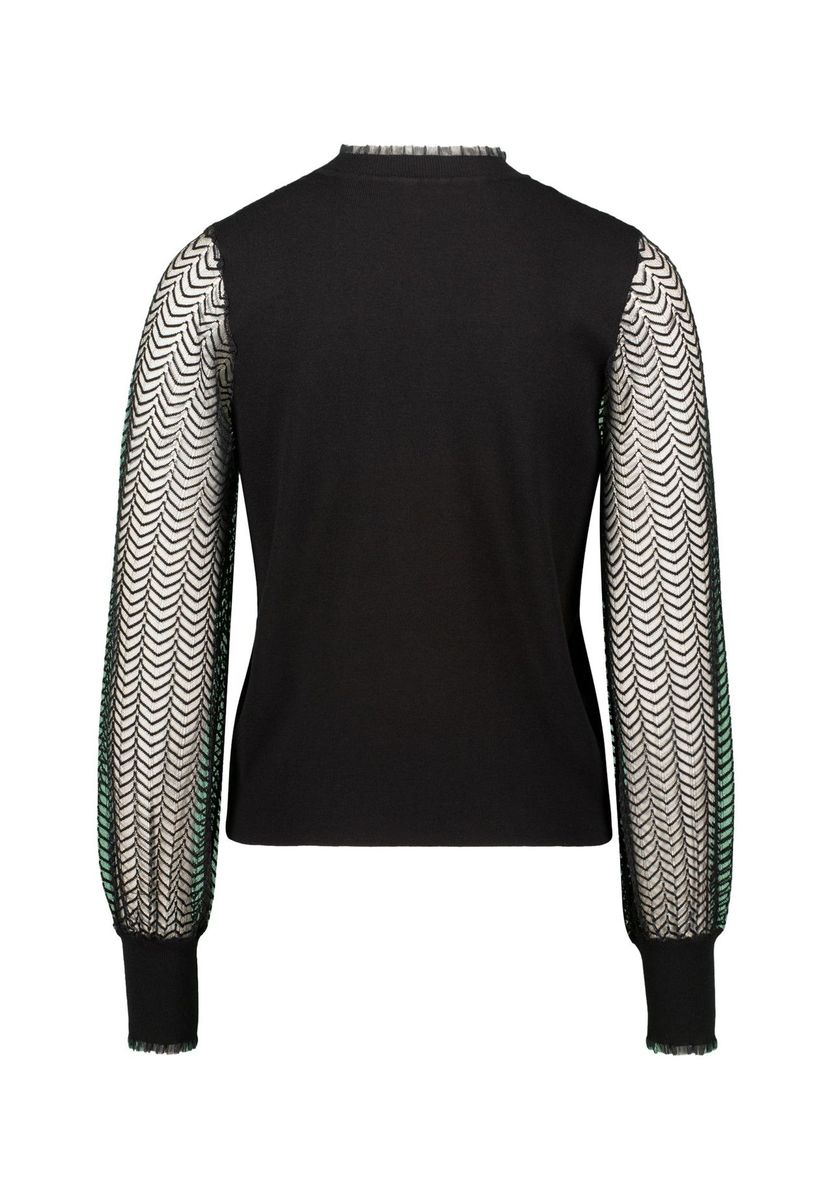 Feinstrickoberteil mit transparenten Ärmeln