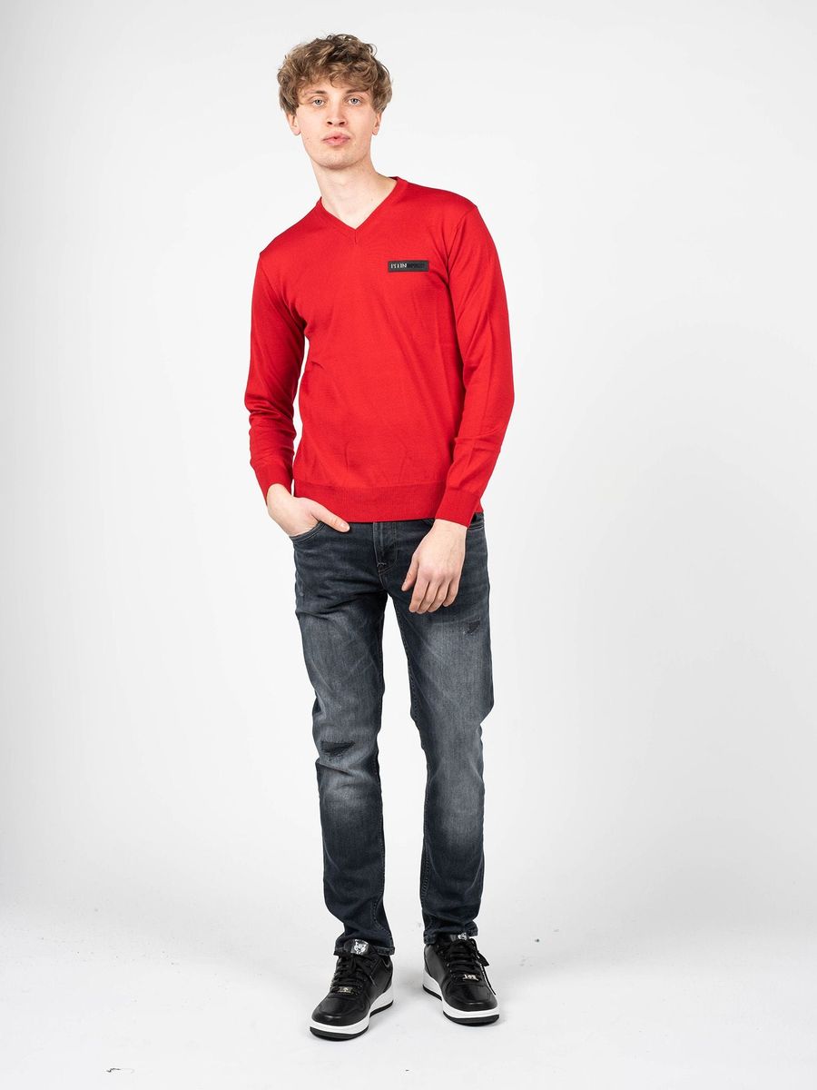 Klassischer Merinowolle Pullover mit V-Ausschnitt