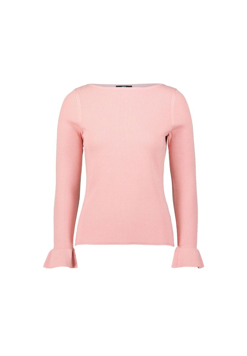 Geripptes Strickoberteil mit Volantärmeln