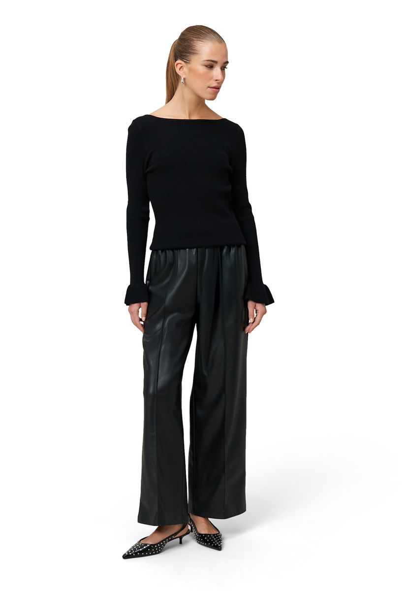 zero Pullover mit Volants am Ärmel, schwarz, 36
