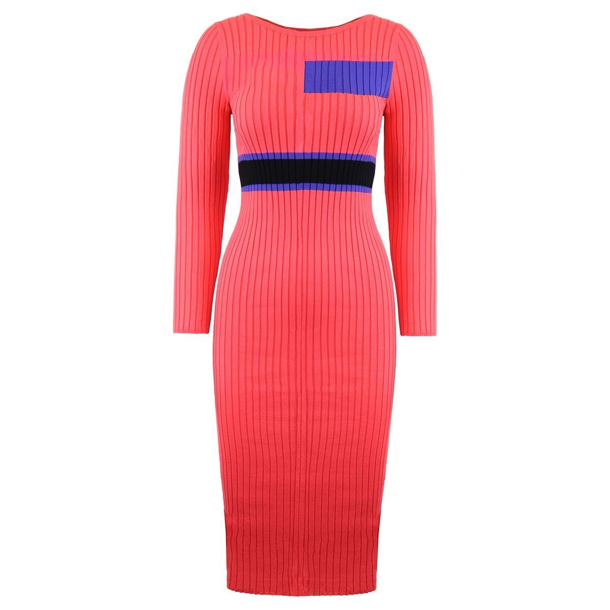 Geripptes Strick-Midikleid