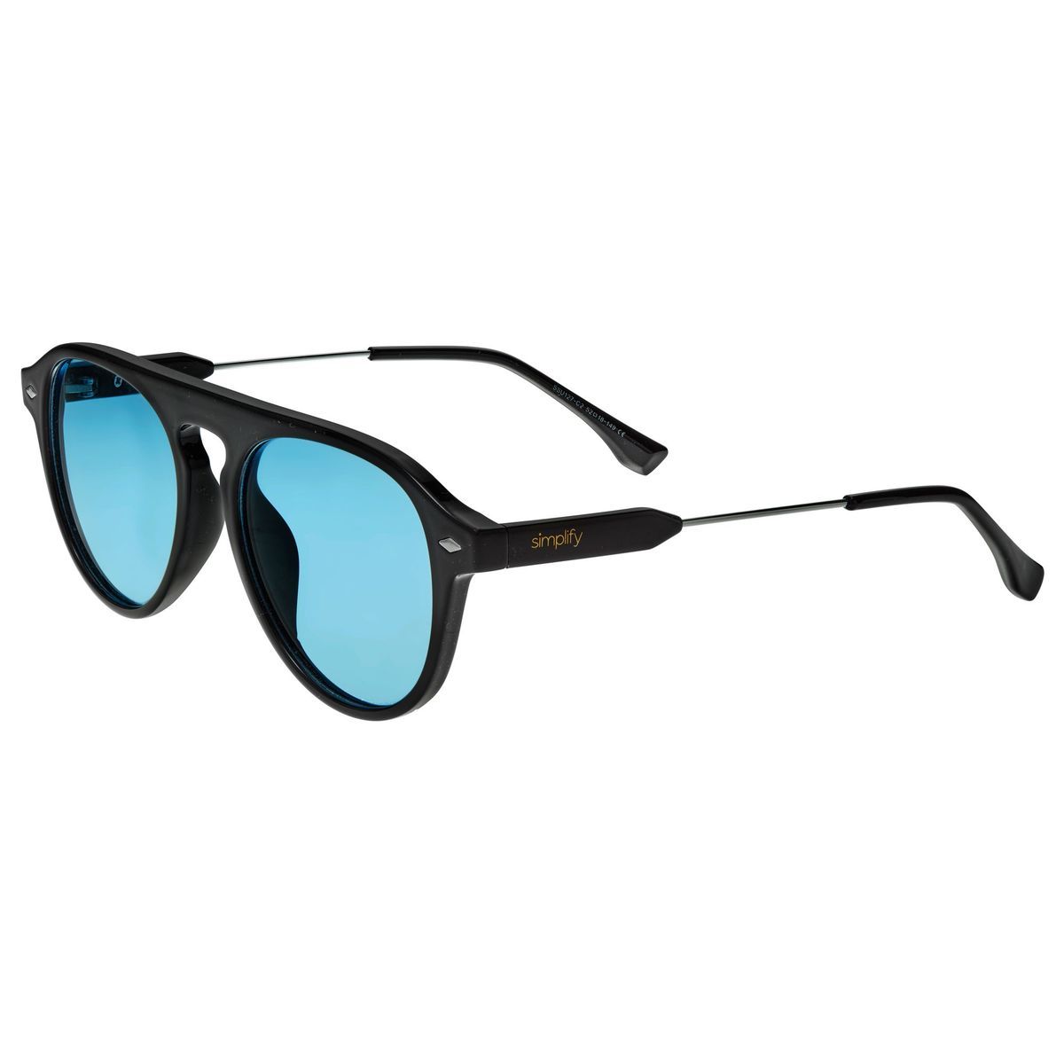 Runde Pilotenbrille mit blauer Linse