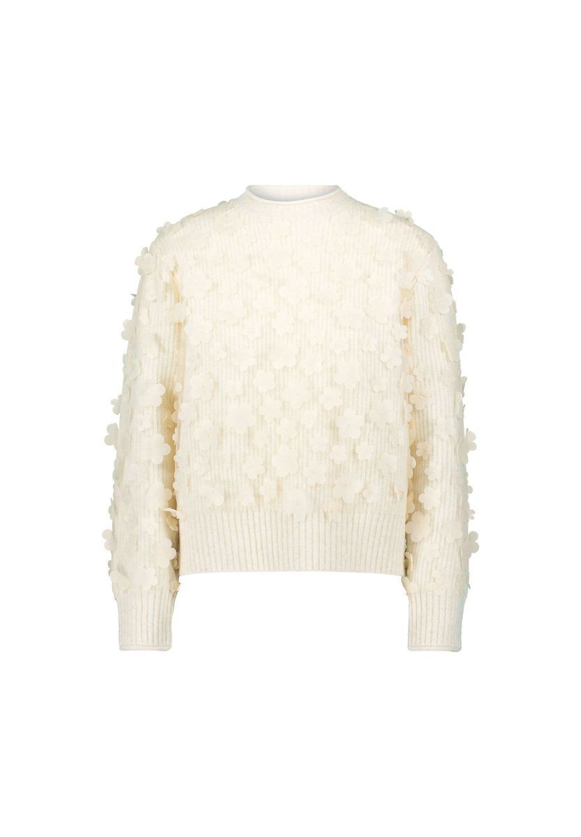 zero Pullover mit 3 D Blüten, beige, 34