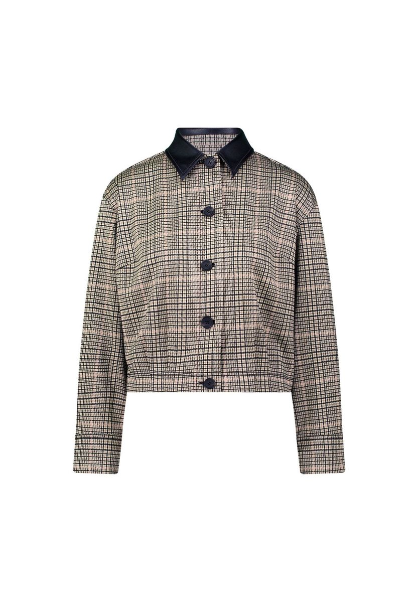Kurze karierte Jacke mit Kragendetail
