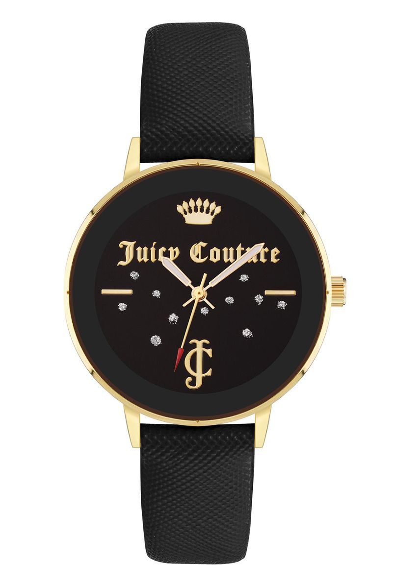 Elegante goldfarbene Uhr mit schwarzem Zifferblatt
