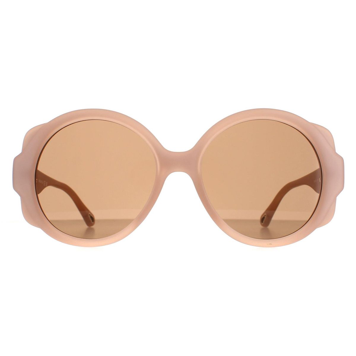 Runde Sonnenbrille Mattes Nude Braun