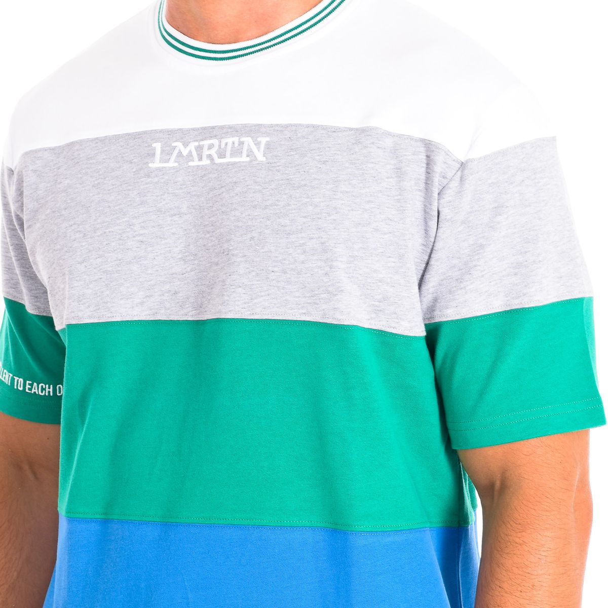 Mehrfarbig gestreiftes Grafik-T-Shirt