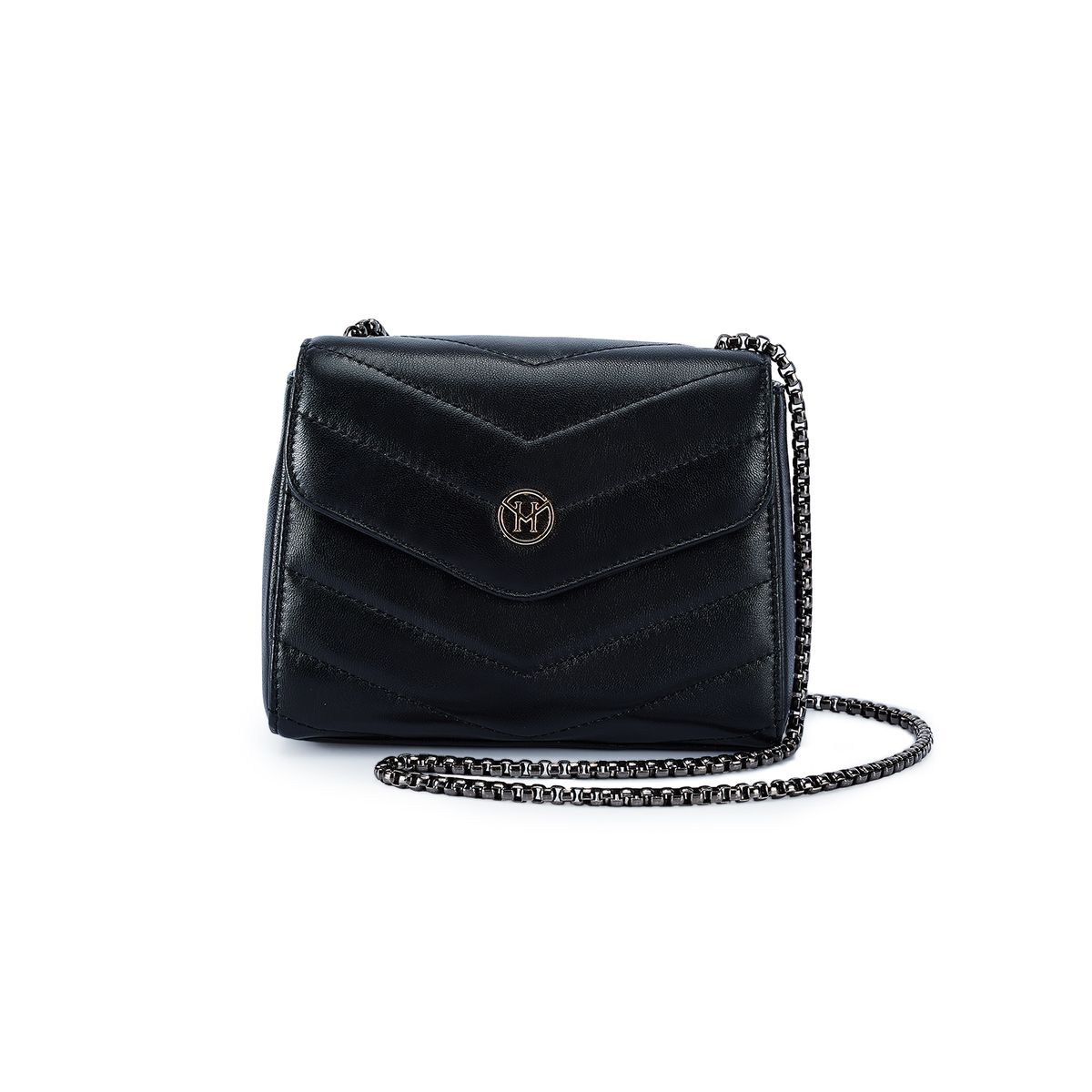 Gesteppte Schultertasche mit Lederkette