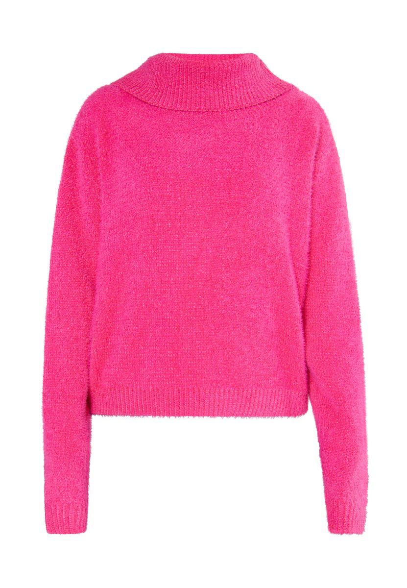 Leuchtend pinker Chenille-Strickpullover