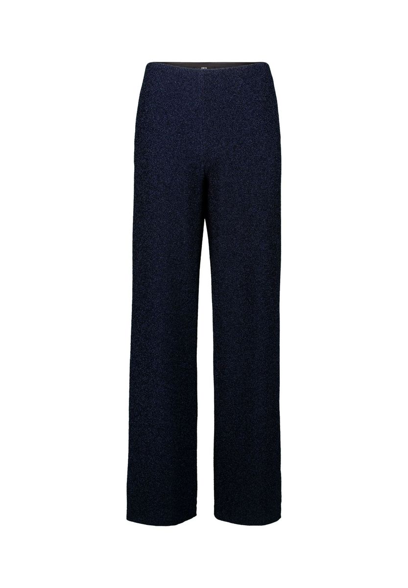 Elegante marineblaue Bouclé-Hose mit weitem Bein
